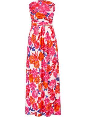 Women's Maxi Dress Pink Orange Strapless Neck Sleeveless A LINE Summer Comfort
